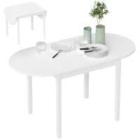 HOMCOM Solid Wood Kitchen Table, Drop Leaf Tables for Small Spaces, Folding Dining Table, White(m-11)