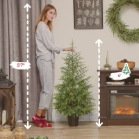HOMCOM Set of 2 Artificial Christmas Tree, 4 ft Norflok Pine Xmas Tree with 133 Molded Tips and Pot Base, Easy Assembly, Green(m-3)