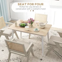 HOMCOM 47" x 30" Dining Table, Farmhouse Dining Room Table with Pine Wood Frame, Space Saving Kitchen Table, Natural(m-4)