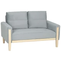 HOMCOM 53" Loveseat Sofa, Small 2 Seater Couch with Solid Wood Legs, Modern Velvet Sofa for Living Room, Small Spaces, Grey(m-11)