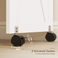 HOMCOM Sewing Machine Table on Wheels, Folding Craft Table with 2 Bins, Storage Shelf, 18 Pegs, Lockable Wheels, White(m-7)