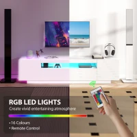 HOMCOM Entertainment Center with RGB LED Lights, TV Stand for 65-85 Inch TV, Modern TV Table for Living Room, High Gloss White(m-4)