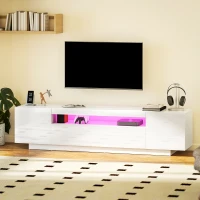 HOMCOM Entertainment Center with RGB LED Lights, TV Stand for 65-85 Inch TV, Modern TV Table for Living Room, High Gloss White(m-8)