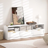 HOMCOM TV Stand with Storage, Modern Entertainment Center with 3 Cabinets and 3 Open Shelves, for TVs up to 85", White(m-10)