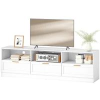 HOMCOM TV Stand with Storage, Modern Entertainment Center with 3 Cabinets and 3 Open Shelves, for TVs up to 85", White(m-2)