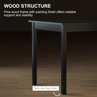 HOMCOM 47" x 30" Dining Table, Farmhouse Dining Room Table with Pine Wood Frame, Space Saving Kitchen Table, Black(m-5)