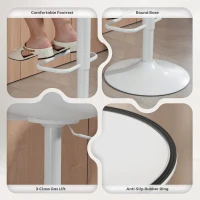 HOMCOM Counter Height Bar Stools Set of 2, Streamlined Bar Chairs with Adjustable Height and Swivel PU Leather Seat, White(m-7)