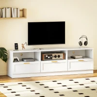 HOMCOM TV Stand with Storage, Modern Entertainment Center with 3 Cabinets and 3 Open Shelves, for TVs up to 85", White(m-7)