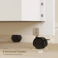 HOMCOM Folding Craft Table, Rolling Sewing Machine Table with Magnetic Doors, Bins, Pegs, Storage Shelf, Lockable Wheels, White(m-7)