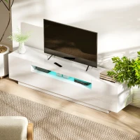 HOMCOM Entertainment Center with RGB LED Lights, TV Stand for 65-85 Inch TV, Modern TV Table for Living Room, High Gloss White(m-9)