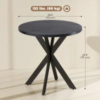 HOMCOM 29" Dining Table, Contemporary Round Kitchen Table with Steel Legs, Black(m-3)