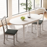 HOMCOM Solid Wood Kitchen Table, Drop Leaf Tables for Small Spaces, Folding Dining Table, White
