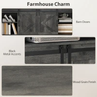 HOMCOM TV Stand with Power Outlets, Sliding Barn Doors and Adjustable Shelves for 72 Inch TVs, Dark Grey(m-7)