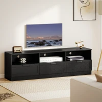 HOMCOM TV Stand with Storage, Modern Entertainment Center with 3 Cabinets and 3 Open Shelves, for TVs up to 85", Black(m-1)