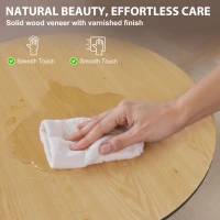 HOMCOM 27.6" Round Kitchen Table for 2, Modern Small Dining Table with Wood Veneer, Steel Base for Dining Room, Natural(m-4)