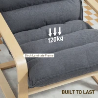 HOMCOM Birch Wood Fabric Modern Armchair, Accent Chair with Curved Leg and Arm for Living Room, Grey(m-7)