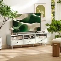 HOMCOM TV Stand for up to 75 Inches, TV Table with 3 Storage Shelves, 3 Drawers for Living Room, Bedroom, Cream White(m-8)