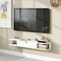HOMCOM 47" Floating TV Stand for TVs up to 50 Inch, Wall Mounted Media Console with Flip Drawer and 2 Open Shelves, White(m-10)