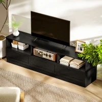 HOMCOM TV Stand with Storage, Modern Entertainment Center with 3 Cabinets and 3 Open Shelves, for TVs up to 85", Black(m-9)