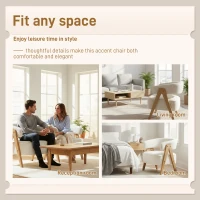 HOMCOM Sherpa Fleece Accent Chair, Upholstered Armchair with Solid Wood Legs and Steel Frame for Living Room, White(m-6)