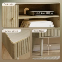 HOMCOM TV Stand for 65 Inch Television, Entertainment Center with Adjustable Shelves and Pine Wood Legs for Living Room, Oak(m-9)