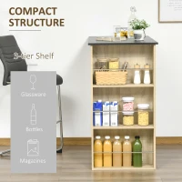 HOMCOM Bar Table Counter Height Dining Table with 3 Storage Shelves for Kitchen, Dining Room, Living Room, Natural(m-4)