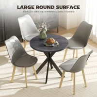 HOMCOM 29" Dining Table, Contemporary Round Kitchen Table with Steel Legs, Black(m-5)