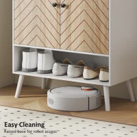 HOMCOM Shoe Storage Cabinet, 5-Tier Shoe Rack Cabinet with Doors, Adjustable Shelves, 15 Pairs, for Entryway, Natural Tone(m-9)