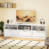 HOMCOM TV Stand with Storage, Modern Entertainment Center with 3 Cabinets and 3 Open Shelves, for TVs up to 85", White(m-8)