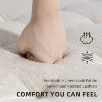 HOMCOM Ottoman Coffee Table, 32 Inch Square Footrest Ottoman with Storage, Linen Upholstered Tufted Footstool, Beige(m-7)