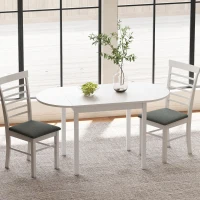 HOMCOM Solid Wood Kitchen Table, Drop Leaf Tables for Small Spaces, Folding Dining Table, White(m-9)