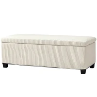 HOMCOM 44 Inches Ottoman with Storage, Lid, Legs, Corduroy End of Bed Bench for Living Room, Bedroom, Entryway, Beige(m-2)