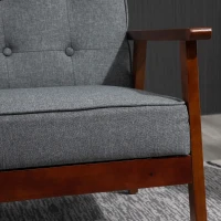 HOMCOM 44.5" 2 Seat Sofa for Bedroom, Modern Upholstered Loveseat with Button Tufted Back and Wood Legs, Grey(m-10)