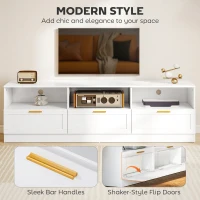 HOMCOM TV Stand with Storage, Modern Entertainment Center with 3 Cabinets and 3 Open Shelves, for TVs up to 85", White(m-5)