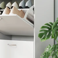 HOMCOM Flip Down Shoe Rack, Multi Cabinet, Wooden Shoe Shelf, Entryway, 4 Drawer Organizer, Freestanding Unit, White(m-10)