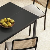 HOMCOM 47" x 30" Dining Table, Farmhouse Dining Room Table with Pine Wood Frame, Space Saving Kitchen Table, Black(m-10)