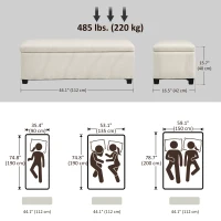 HOMCOM 44 Inches Ottoman with Storage, Lid, Legs, Corduroy End of Bed Bench for Living Room, Bedroom, Entryway, Beige(m-3)
