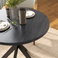 HOMCOM 29" Dining Table, Contemporary Round Kitchen Table with Steel Legs, Black(m-10)