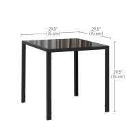 HOMCOM Square Kitchen Table for 2-4 People, Dining Table with Glass Top and Steel Legs for Dining Room, Black(m-3)