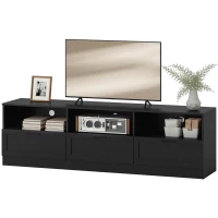 HOMCOM TV Stand with Storage, Modern Entertainment Center with 3 Cabinets and 3 Open Shelves, for TVs up to 85", Black(m-2)