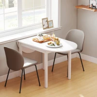 HOMCOM Solid Wood Kitchen Table, Drop Leaf Tables for Small Spaces, Folding Dining Table, White(m-7)
