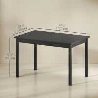 HOMCOM 47" x 30" Dining Table, Farmhouse Dining Room Table with Pine Wood Frame, Space Saving Kitchen Table, Black(m-3)