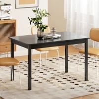 HOMCOM 47" x 30" Dining Table, Farmhouse Dining Room Table with Pine Wood Frame, Space Saving Kitchen Table, Black(m-8)