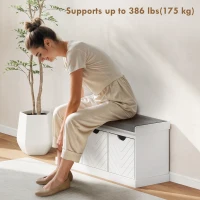 HOMCOM Shoe Storage Bench, Linen-Look Entryway Bench with 3 Removable Drawers and Padded Seat Cushion for Hallway, White(m-6)