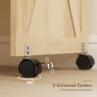 HOMCOM Sewing Machine Table on Wheels, Folding Craft Table with 2 Bins, Storage Shelf, 18 Pegs, Lockable Wheels, Natural(m-7)