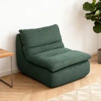 HOMCOM Floor Sofa with Single Piece Ultra High-Density Foam, Armless Floor Chair for Living Room, Bedroom, Home Office, Green(m-9)