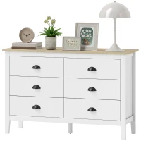 HOMCOM Chest of Drawers with Quiet Slides, Modern 6 Drawer Dresser for Bedroom, Closet, Living Room, Entryway, White(m-2)