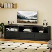 HOMCOM TV Stand with Storage, Modern Entertainment Center with 3 Cabinets and 3 Open Shelves, for TVs up to 85", Black(m-8)
