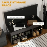HOMCOM Shoe Bench Entryway Storage Rack with Padded Cushion, Hidden Storage for Hallway, Living Room, Black(m-5)