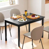 HOMCOM 47" x 30" Dining Table, Farmhouse Dining Room Table with Pine Wood Frame, Space Saving Kitchen Table, Black(m-9)